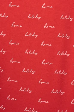 JLUXLABEL Red Home For The Holidays Adult Pajama Set