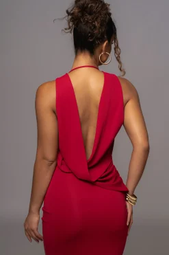 JLUXLABEL Red Infinite Allure Cowl Neck Dress