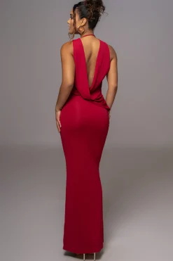 JLUXLABEL Red Infinite Allure Cowl Neck Dress