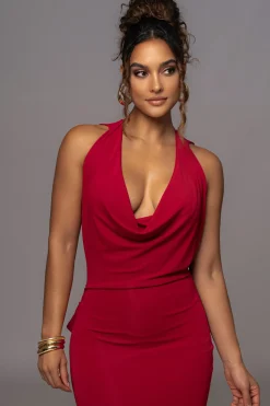 JLUXLABEL Red Infinite Allure Cowl Neck Dress