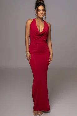 JLUXLABEL Red Infinite Allure Cowl Neck Dress