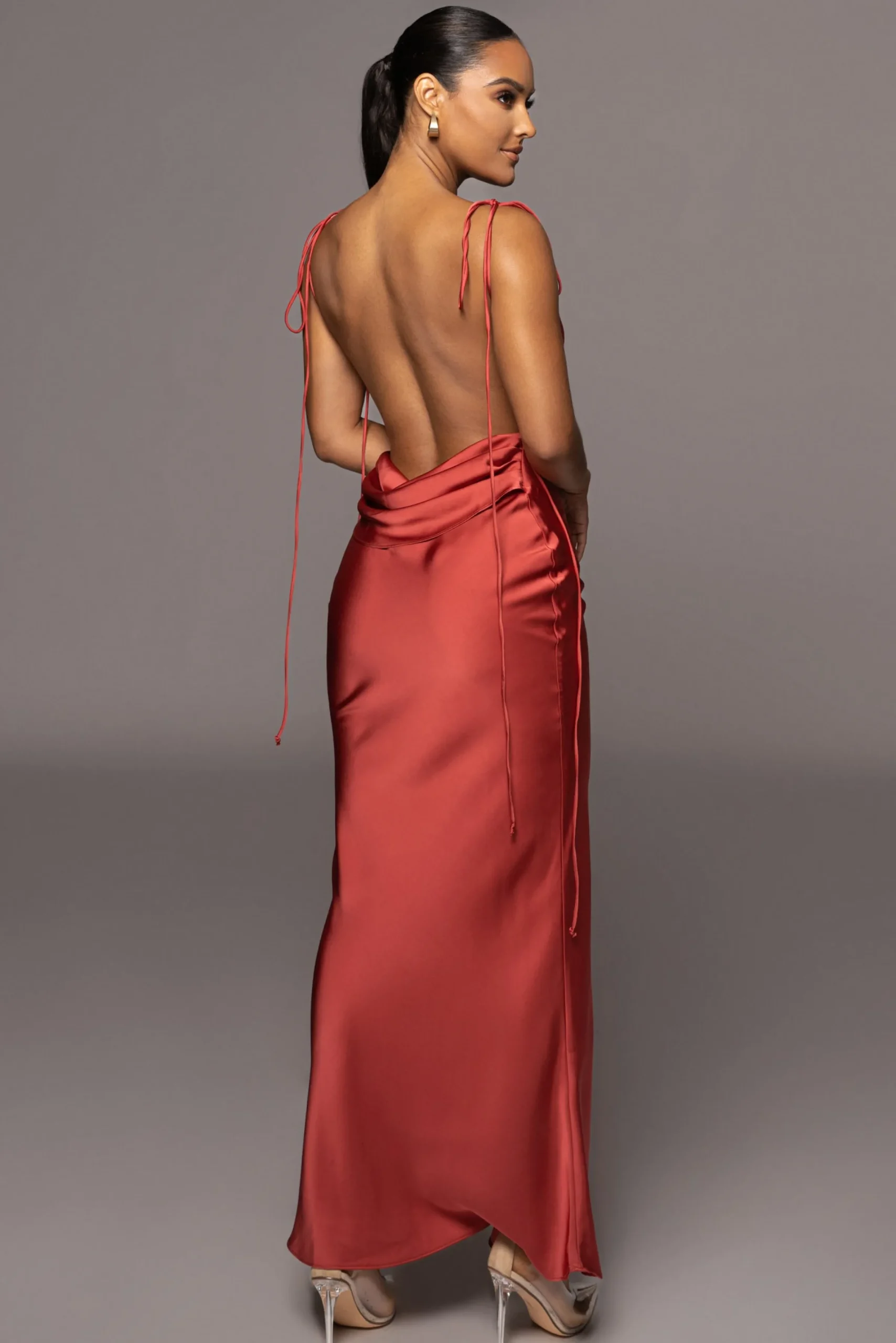 JLUXLABEL Red Irresistible Satin Maxi Dress