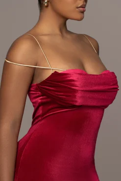 JLUXLABEL Red JOSANNA VELVET MIDI DRESS