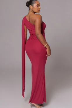 JLUXLABEL Red Kianna Drape Maxi Dress