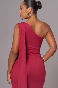 JLUXLABEL Red Kianna Drape Maxi Dress