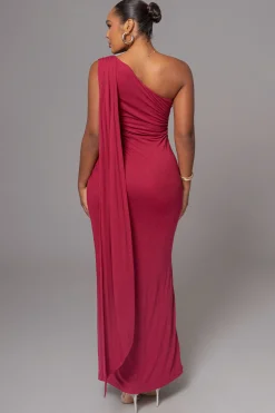 JLUXLABEL Red Kianna Drape Maxi Dress