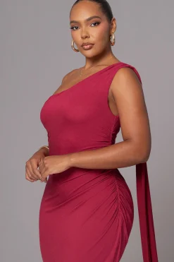 JLUXLABEL Red Kianna Drape Maxi Dress