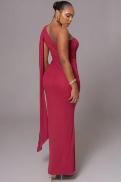 JLUXLABEL Red Kianna Drape Maxi Dress