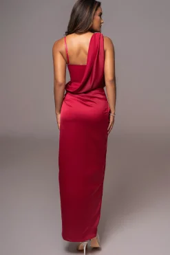 JLUXLABEL Red KRISTIANA SLIT DRESS