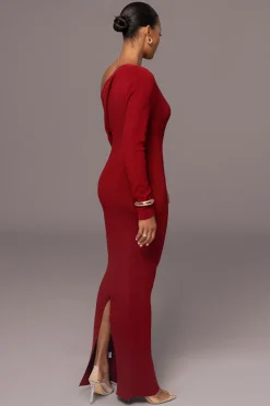 JLUXLABEL Red Night Shimmers Asymmetrical Maxi Dress