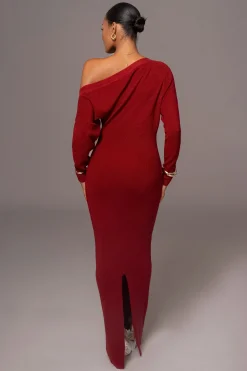 JLUXLABEL Red Night Shimmers Asymmetrical Maxi Dress