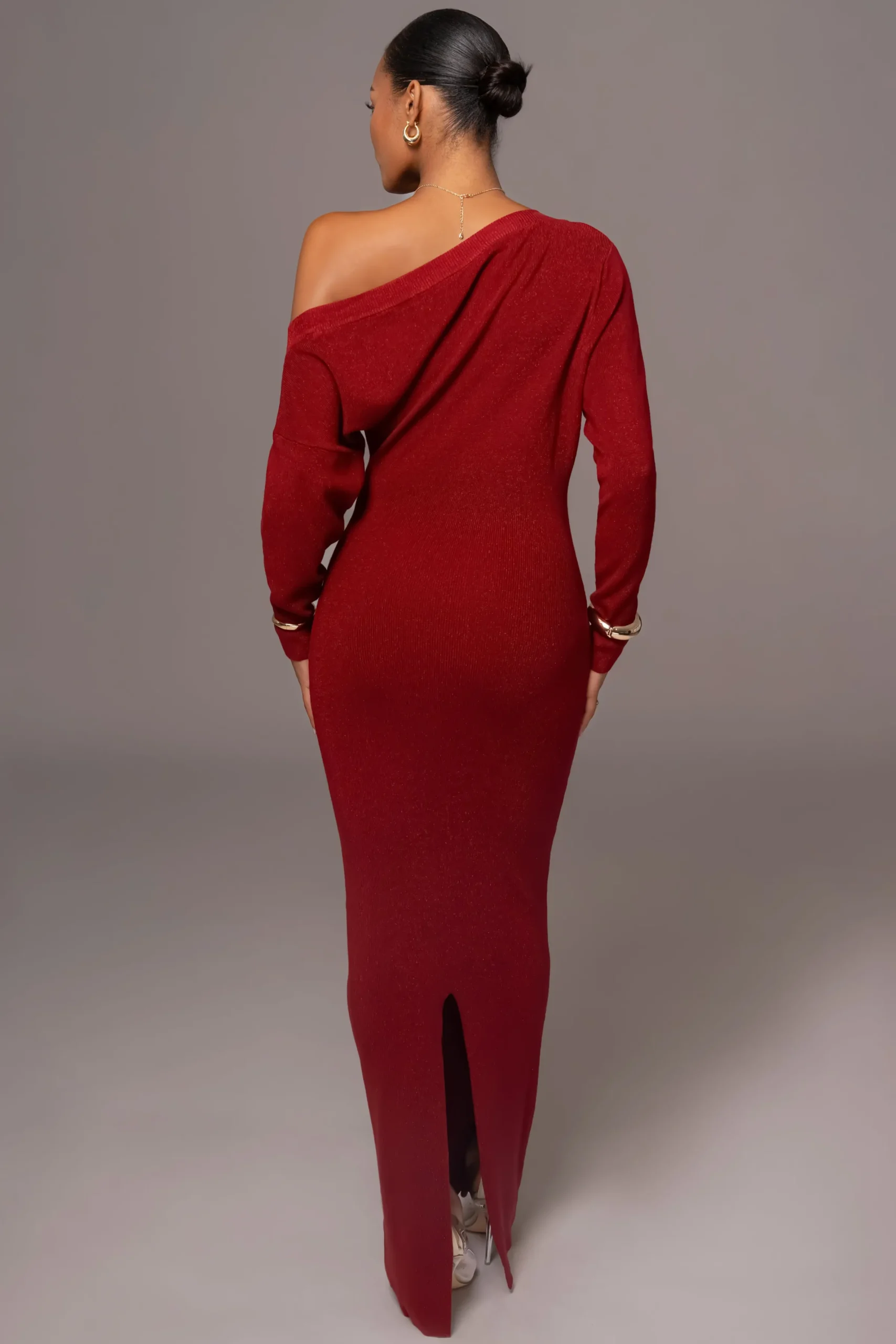 JLUXLABEL Red Night Shimmers Asymmetrical Maxi Dress