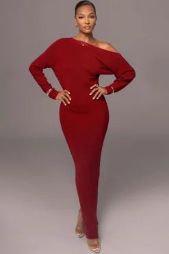 JLUXLABEL Red Night Shimmers Asymmetrical Maxi Dress