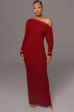 JLUXLABEL Red Night Shimmers Asymmetrical Maxi Dress