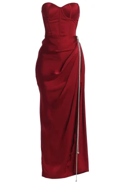 JLUXLABEL Red Olea Satin Skirt