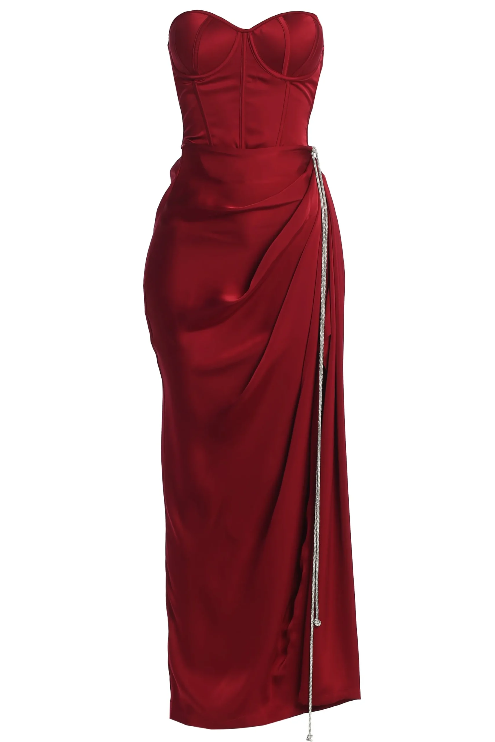 JLUXLABEL Red Olea Satin Skirt