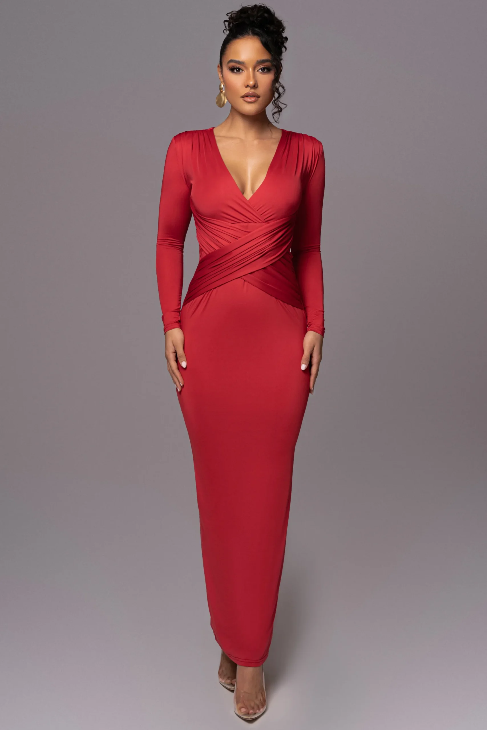 JLUXLABEL Red Rowan Plunge Maxi Dress