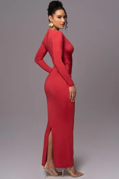 JLUXLABEL Red Rowan Plunge Maxi Dress