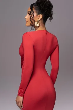 JLUXLABEL Red Rowan Plunge Maxi Dress