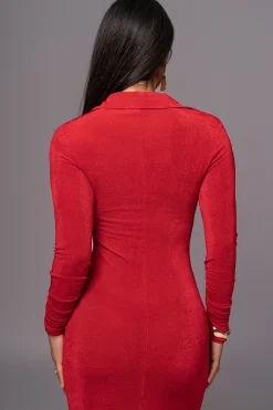 JLUXLABEL Red Zahra Button Front Maxi Dress