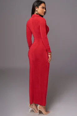JLUXLABEL Red Zahra Button Front Maxi Dress