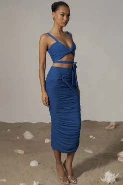 JLUXLABEL Royal Blue Extend Your Stay Skirt Set