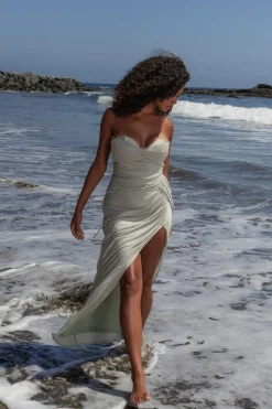 JLUXLABEL Sage Celestial Drape Maxi Dress