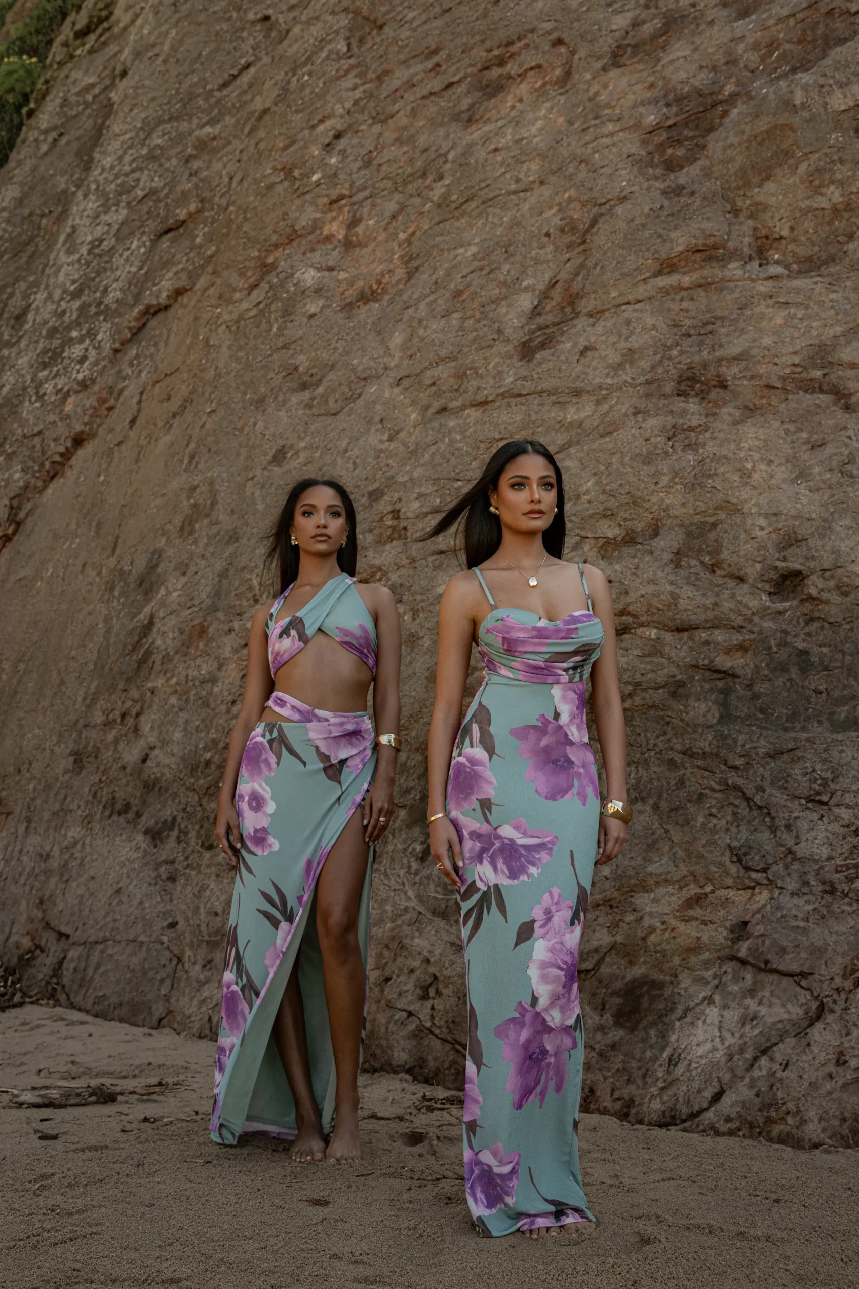 JLUXLABEL Sage Floral Slinky Visions Of You Maxi Dress