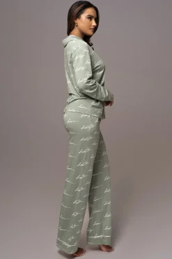 JLUXLABEL Sage Home For The Holidays Adult Pajama Set