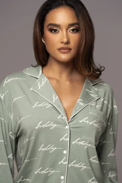 JLUXLABEL Sage Home For The Holidays Adult Pajama Set