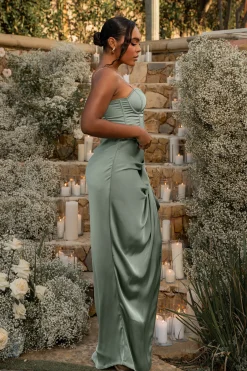 JLUXLABEL Sage Olea Satin Skirt