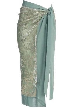 JLUXLABEL Sage Positano Printed Sarong Skirt