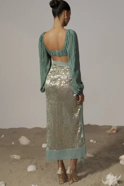 JLUXLABEL Sage Positano Printed Sarong Skirt