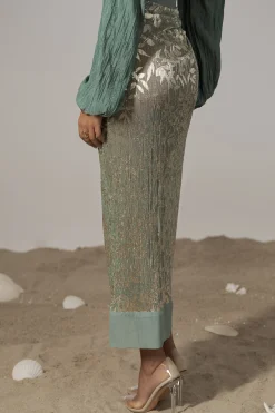 JLUXLABEL Sage Positano Printed Sarong Skirt