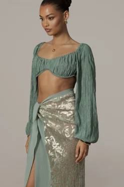 JLUXLABEL Sage Positano Printed Sarong Skirt