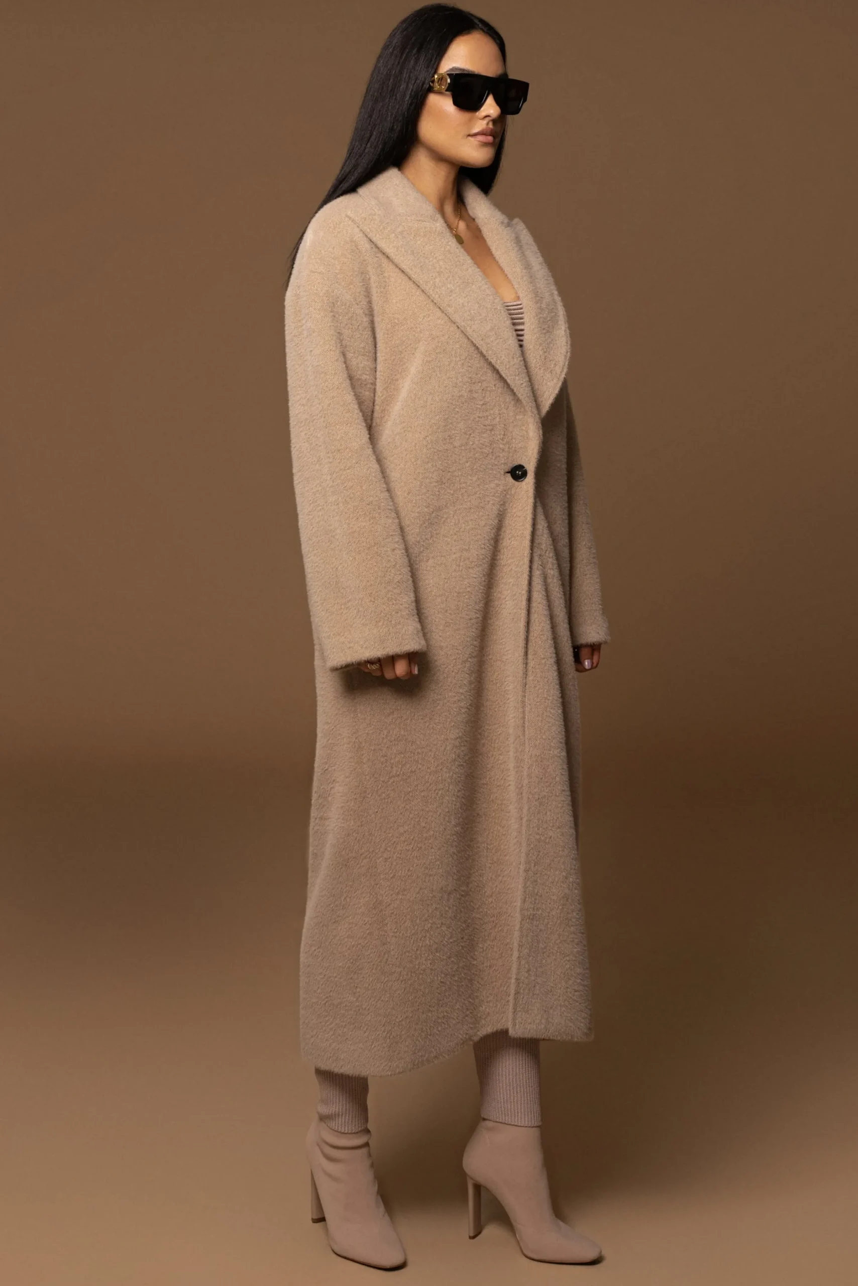 JLUXLABEL Sand Chelsie Longline Coat