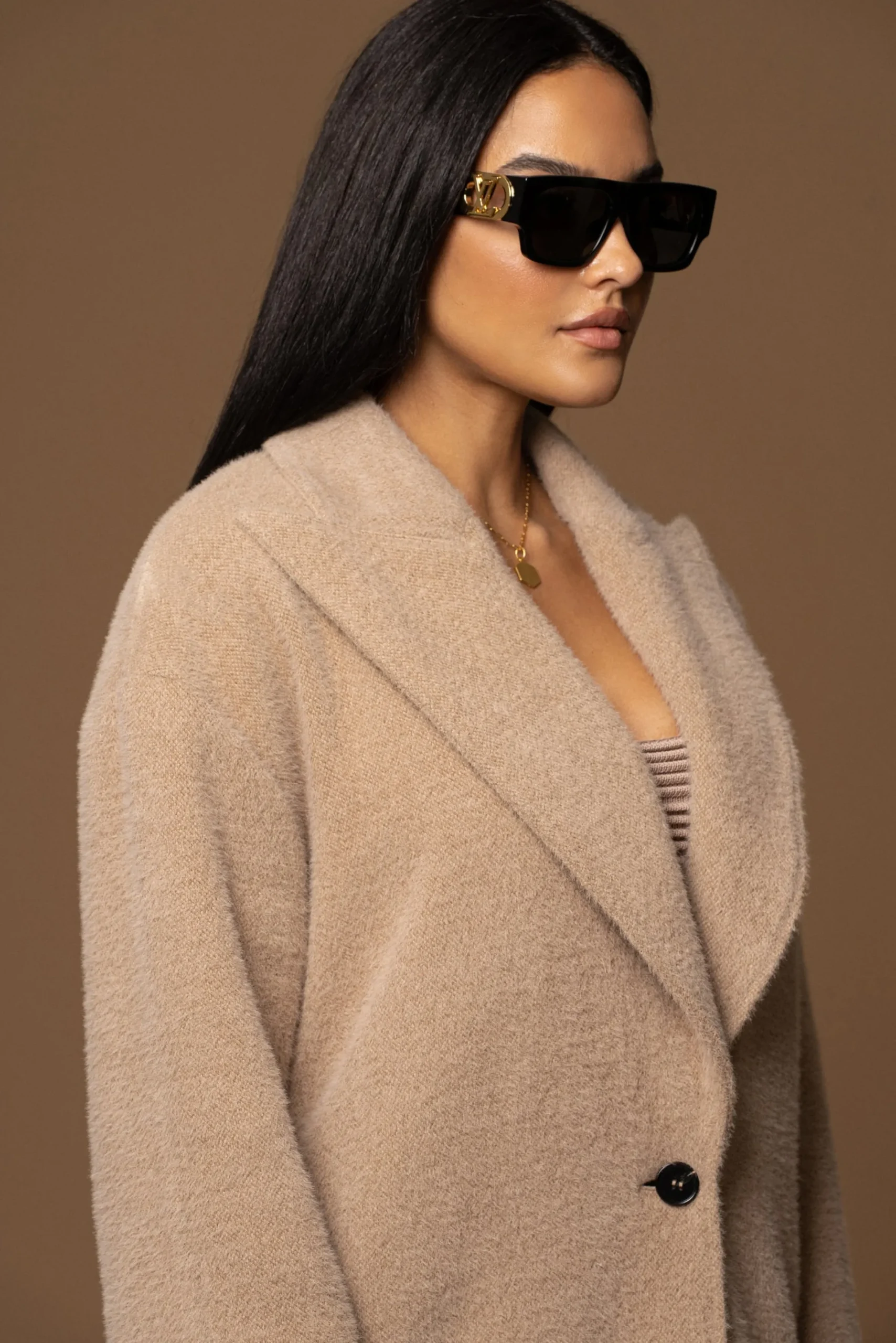 JLUXLABEL Sand Chelsie Longline Coat
