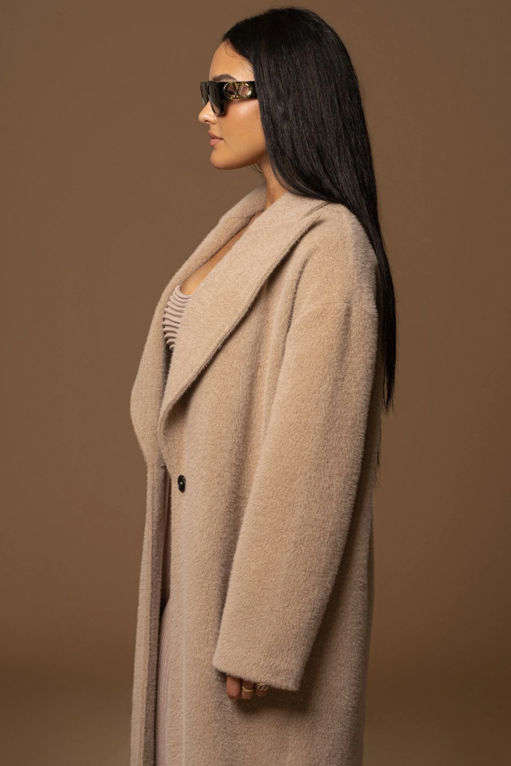 JLUXLABEL Sand Chelsie Longline Coat