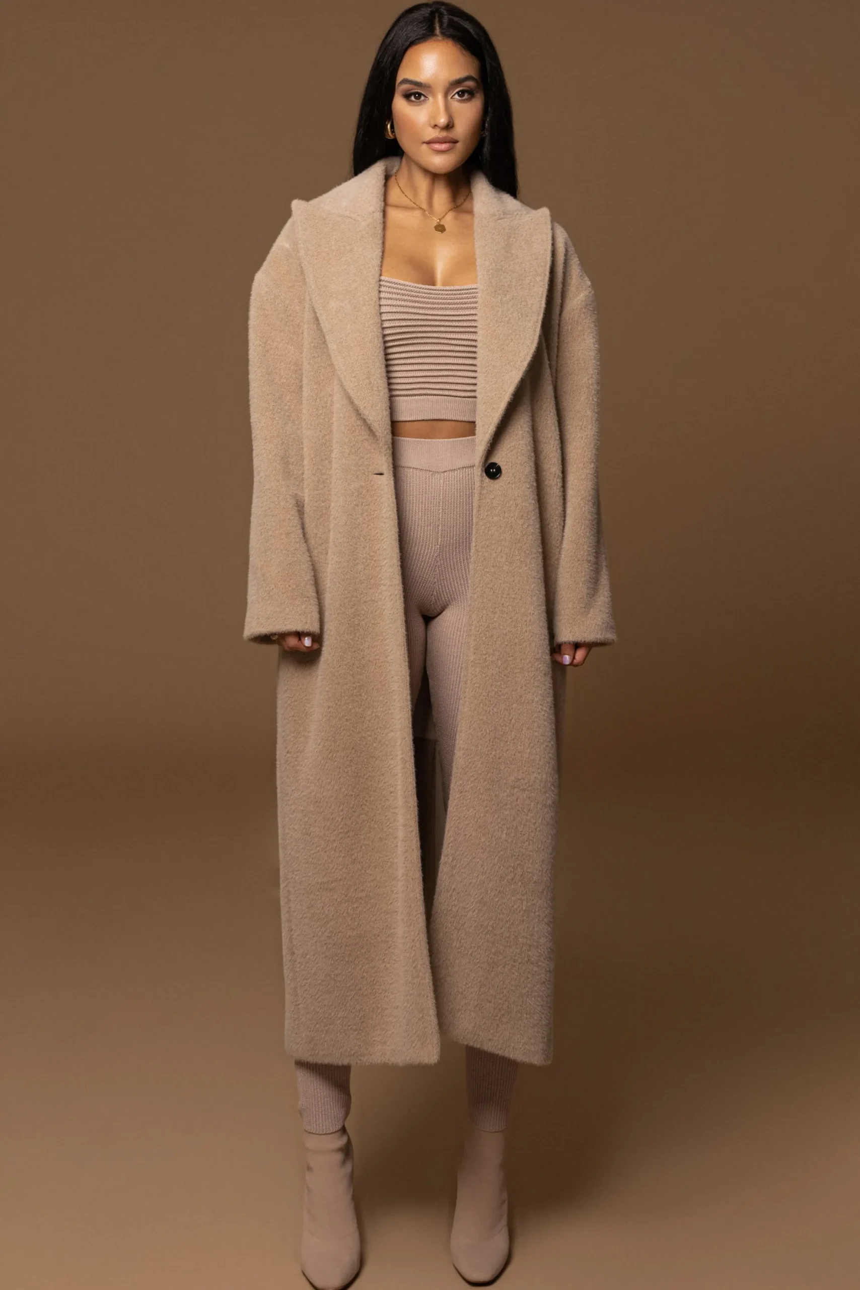 JLUXLABEL Sand Chelsie Longline Coat