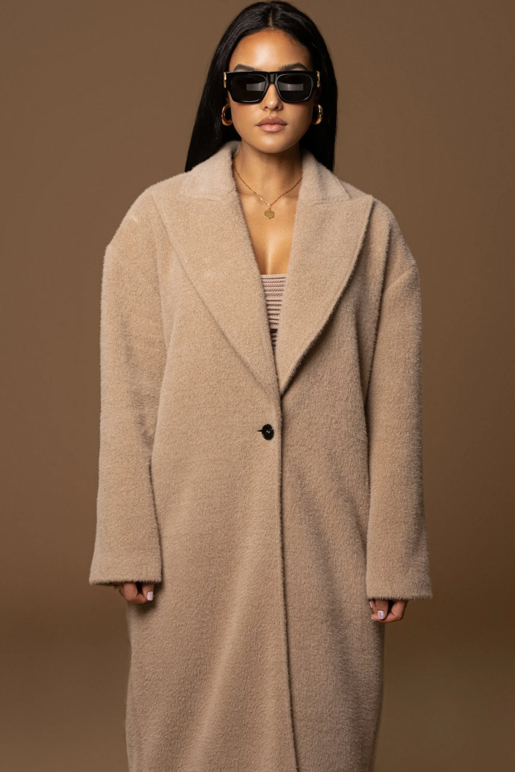 JLUXLABEL Sand Chelsie Longline Coat