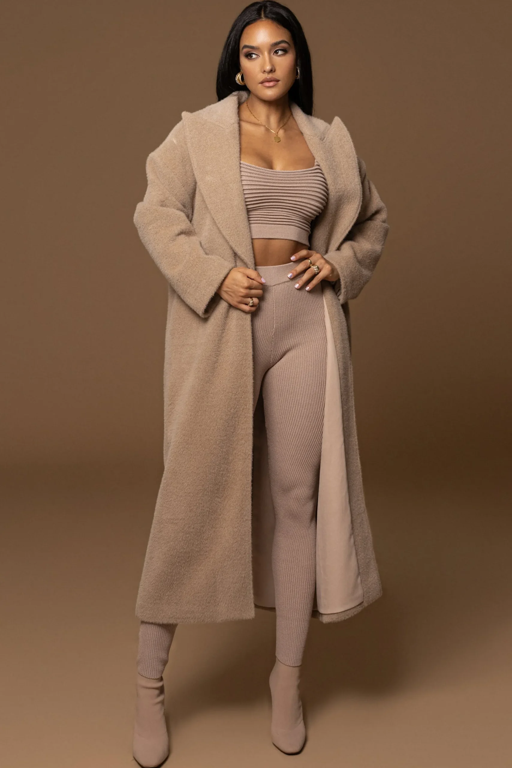 JLUXLABEL Sand Chelsie Longline Coat