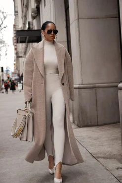 JLUXLABEL Sand Chelsie Longline Coat