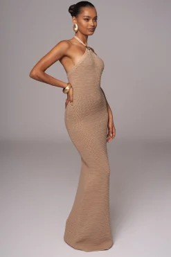 JLUXLABEL Sand Overseas Halter Maxi Dress