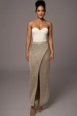 JLUXLABEL Silver Anais Maxi Slit Skirt