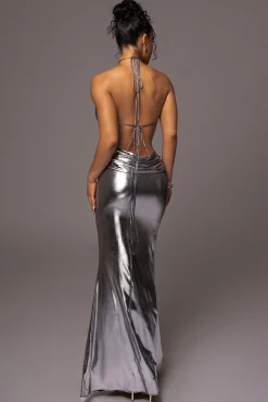 JLUXLABEL Silver Heart of Gold Maxi Dress