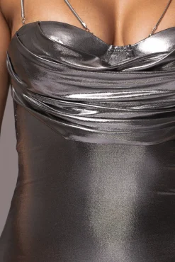 JLUXLABEL Silver Visions Of You Midi Dress