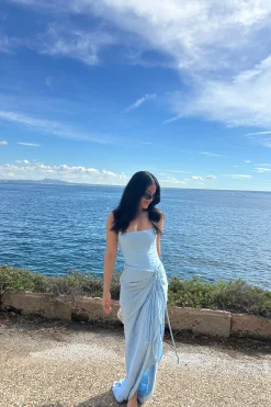 JLUXLABEL Sky Blue Fenix Reversible Linen Corset