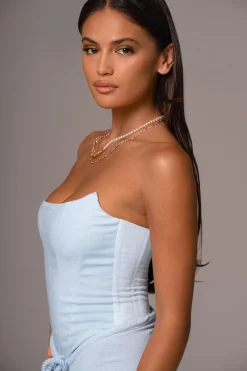 JLUXLABEL Sky Blue Fenix Reversible Linen Corset