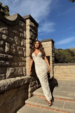 JLUXLABEL Stone Gilded Sequin Maxi Dress