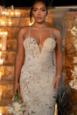 JLUXLABEL Stone Gilded Sequin Maxi Dress